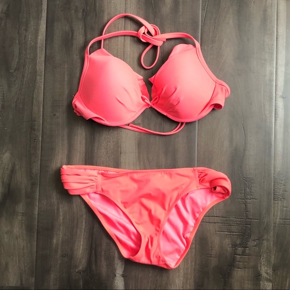 Victoria's Secret Other - Victoria’s Secret coral ruffle bikini 36C/M